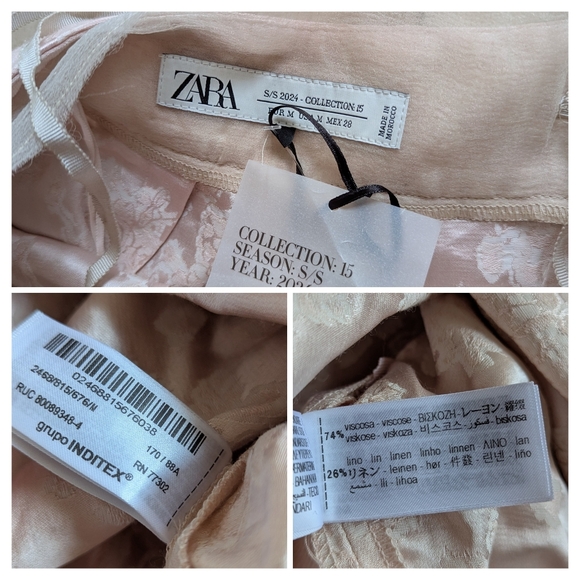 Zara Limited Edition Mixed Organza Midi Dress linen dusty pink studio - Picture 8 of 14